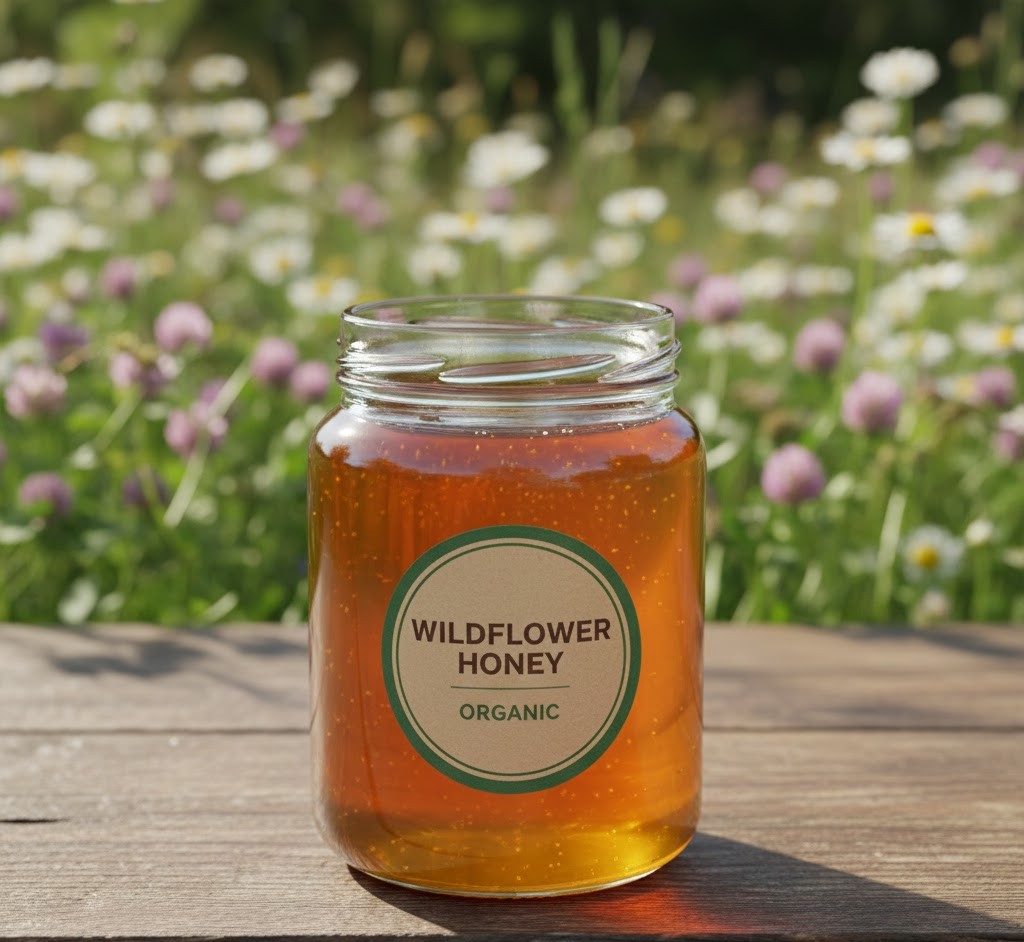 Wilde bloemen honing pot